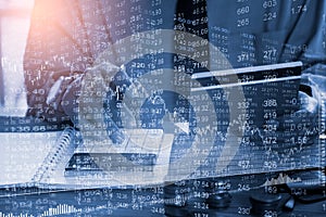 Stock market or forex trading graph and candlestick chart suitable for financial investment concept. Economy trends background for