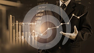 Stock market or forex trading graph and candlestick chart suitable for financial investment concept. Economy trends background for