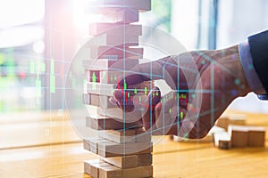 Stock market or forex trading graph and candlestick chart suitable for financial investment concept. Economy trends background for