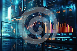 Stock market or forex trading graph and candlestick chart suitable for financial investment concept. Economy trends background for