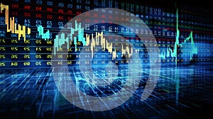 Stock market or forex trading graph and candlestick chart suitable for financial investment concept. Economy trends background for