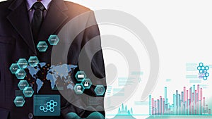 Stock market or forex trading graph and candlestick chart suitable for financial investment concept. Economy trends background for