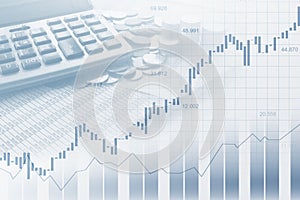 Stock market or forex trading graph in graphic double exposure