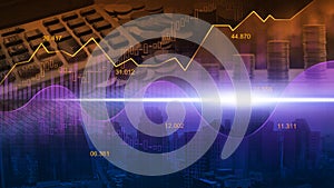 Stock market or forex trading graph in graphic double exposure c