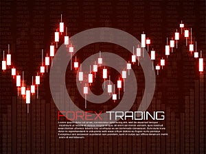 Stock market with glowing japanese candles. Forex trading graphic design concept. Abstract finance background