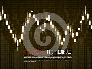 Stock market with glowing japanese candles. Forex trading graphic design concept. Abstract finance background