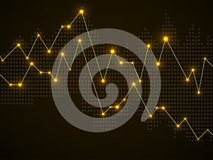 Stock market with glowing lines and dots. Forex trading graphic design concept. Abstract finance background