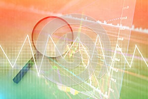 Stock market graph and bar chart.