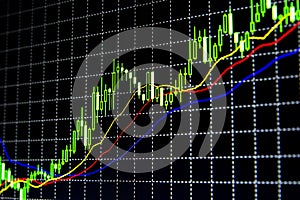 Stock market graph and business financial indicator