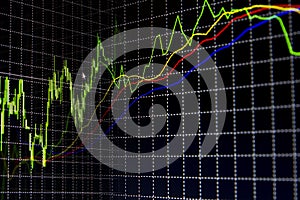 Stock market graph and business financial indicator photo