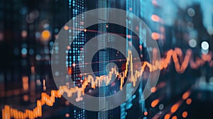 Stock Market Graph and Data Visualization in Blue and Orange