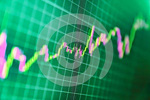 Stock market graph. Finger touch on Digital tablet computer to show the chart. Investing stock market data on the screen.