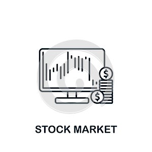 Stock Market icon. Line simple line Stock Market icon for templates, web design and infographics