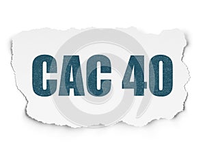 Stock market indexes concept: CAC 40 on Torn Paper background