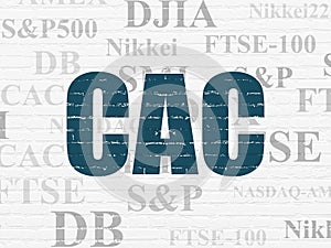 Stock market indexes concept: CAC on wall background