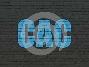 Stock market indexes concept: CAC on wall background