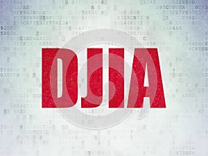 Stock market indexes concept: DJIA on Digital Data Paper background