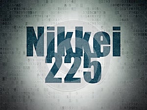 Stock market indexes concept: Nikkei 225 on Digital Data Paper background