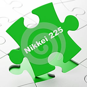 Stock market indexes concept: Nikkei 225 on puzzle background