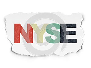 Stock market indexes concept: NYSE on Torn Paper background