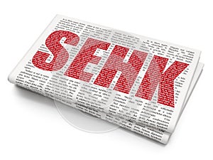 Stock market indexes concept: SEHK on Newspaper background photo