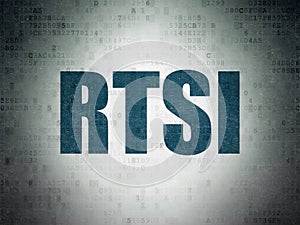 Stock market indexes concept: RTSI on Digital Data Paper background
