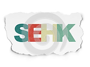 Stock market indexes concept: SEHK on Torn Paper background photo