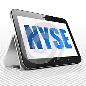 Stock market indexes concept: Tablet Computer with NYSE on display photo