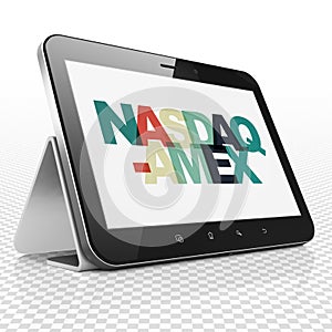 Stock market indexes concept: Tablet Computer with NASDAQ-AMEX on display photo