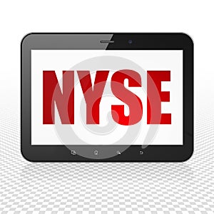 Stock market indexes concept: Tablet Computer with NYSE on display photo