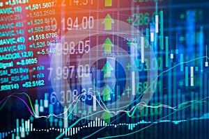 Stock market indicator and financial data view from LED. Double