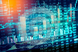 Stock market indicator and financial data view from LED. Double