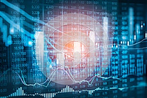 Stock market indicator and financial data view from LED. Double