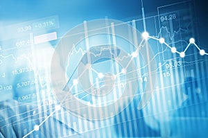 Stock market investment trading, candle stick graph chart