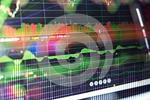 Stock market investment trading. Financial chart with up trend line graph