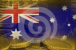 Stock market investment trading financial, coin and Australia flag or Forex for analyze profit finance business trend data