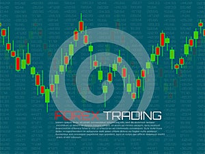 Stock market with japanese candles. Forex trading graphic design concept