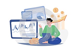 Stock Market Research Illustration concept. A flat illustration isolated on white background
