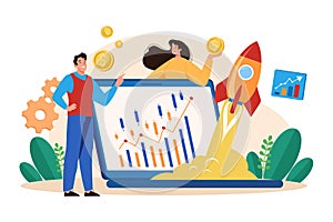 Stock Market Research Illustration concept on white background