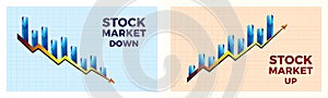 Stock Market share up and down arrow vector graph illustrations