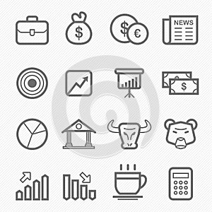 Stock and market symbol line icon set