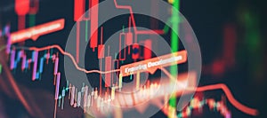 Stock market trade indicator financial for investment strategy. Financial trading graphs on monitor. Background with currency bars