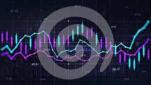 Stock market trading graph. Economy 3D illustration background.