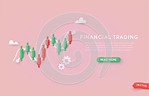 Stock market trading graph in graphic concept suitable for financial investment or Economic trends business idea. 3D Web Vector