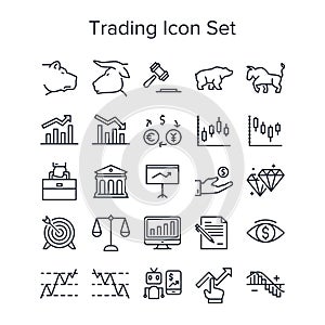 Stock market trading icon set