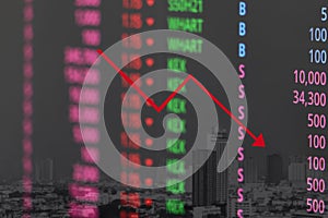 Stock Market trading ticker on screen monitor background.economy or stock market.