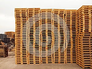 Stock of new wooden euro pallets