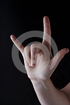 Stock photo of American Sign Language I love you