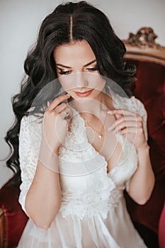 Beautiful elegant bride in white dress