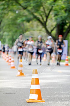 Stock Photo - Blurr group of marathon racers running